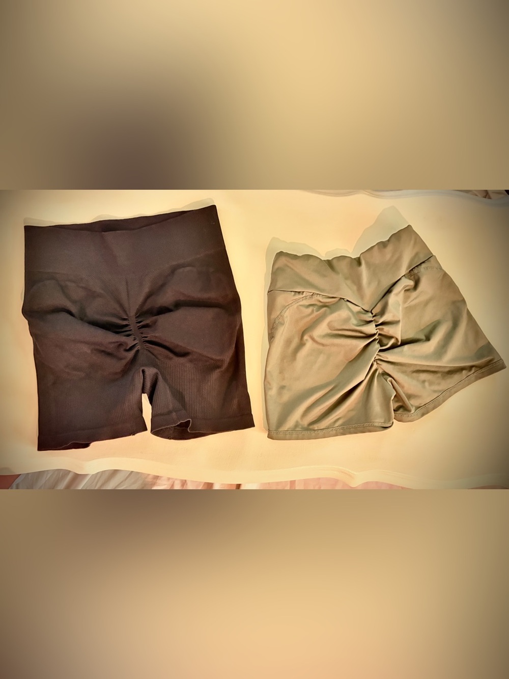 Seam-Sculpt High-Waist Bike Shorts — Black & Olive